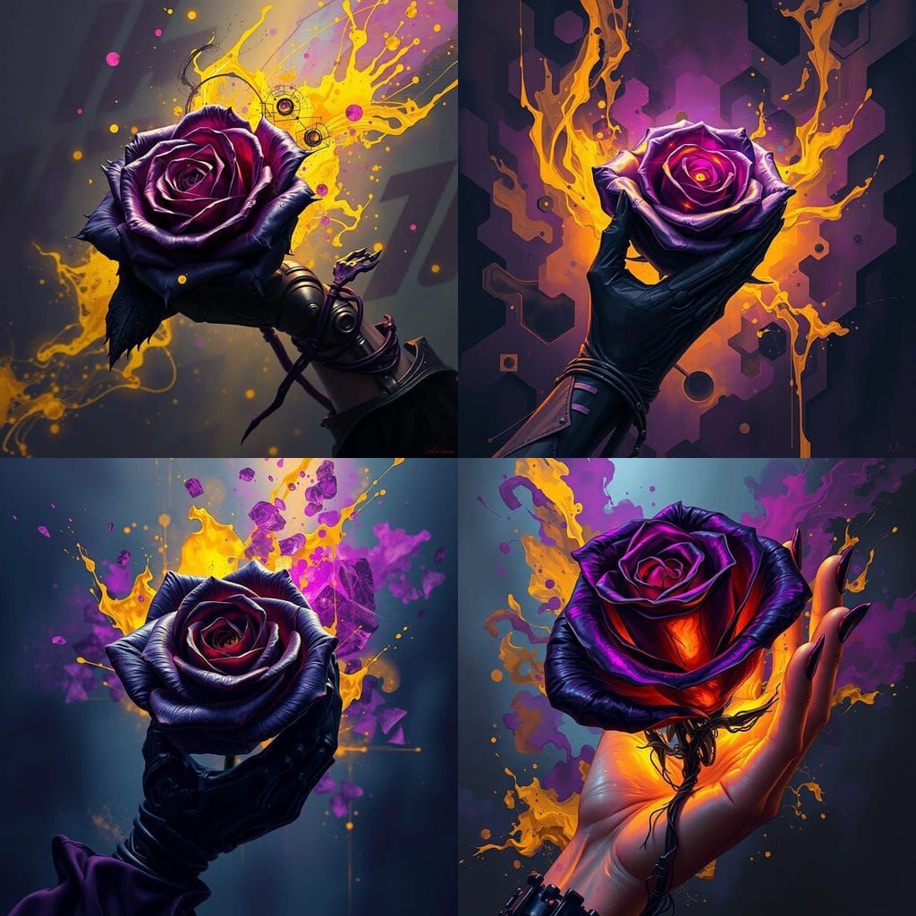 Mechanical Black Rose in Dark Fantasy Art