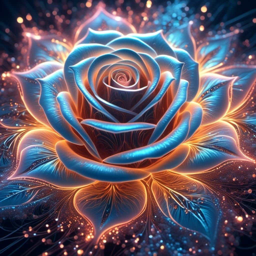Holographic Rose with Iridescent Pastel Light