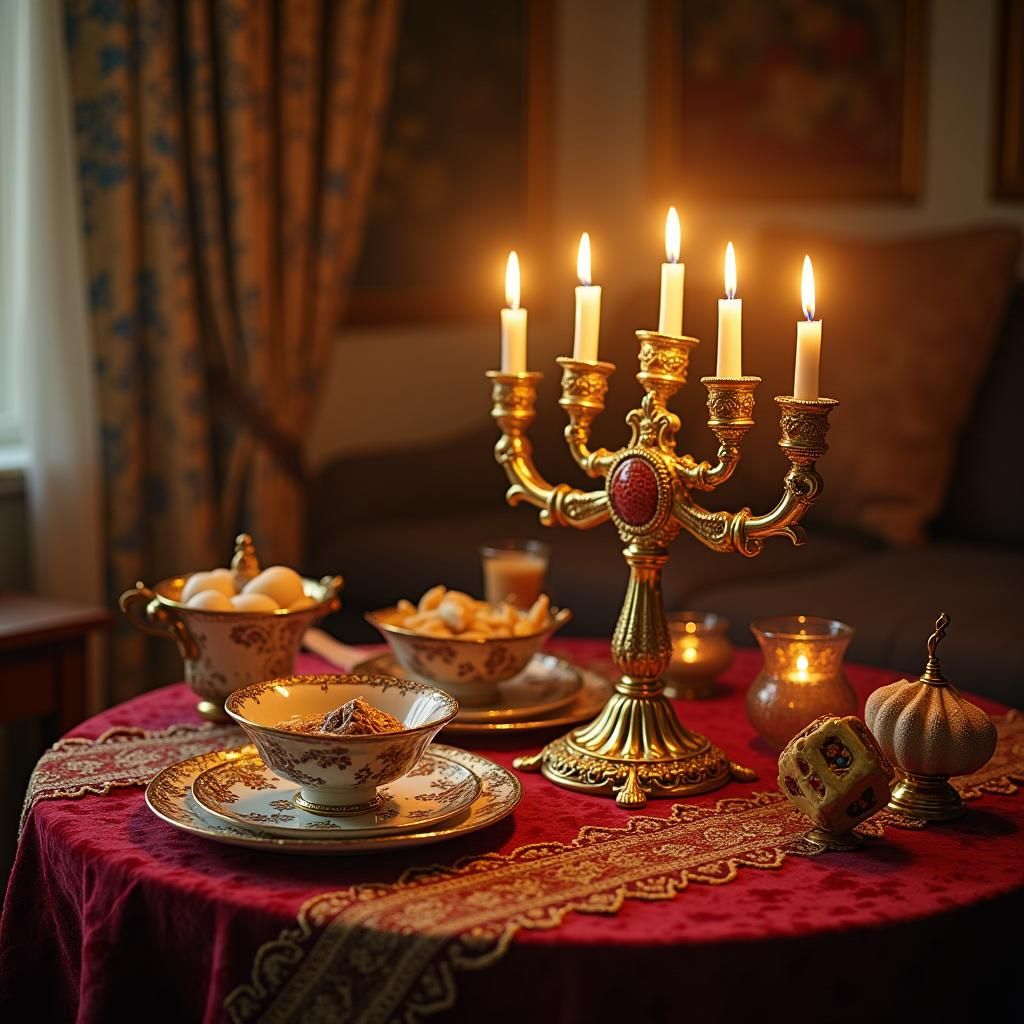 Elegant Hanukkah Scene with Golden Light