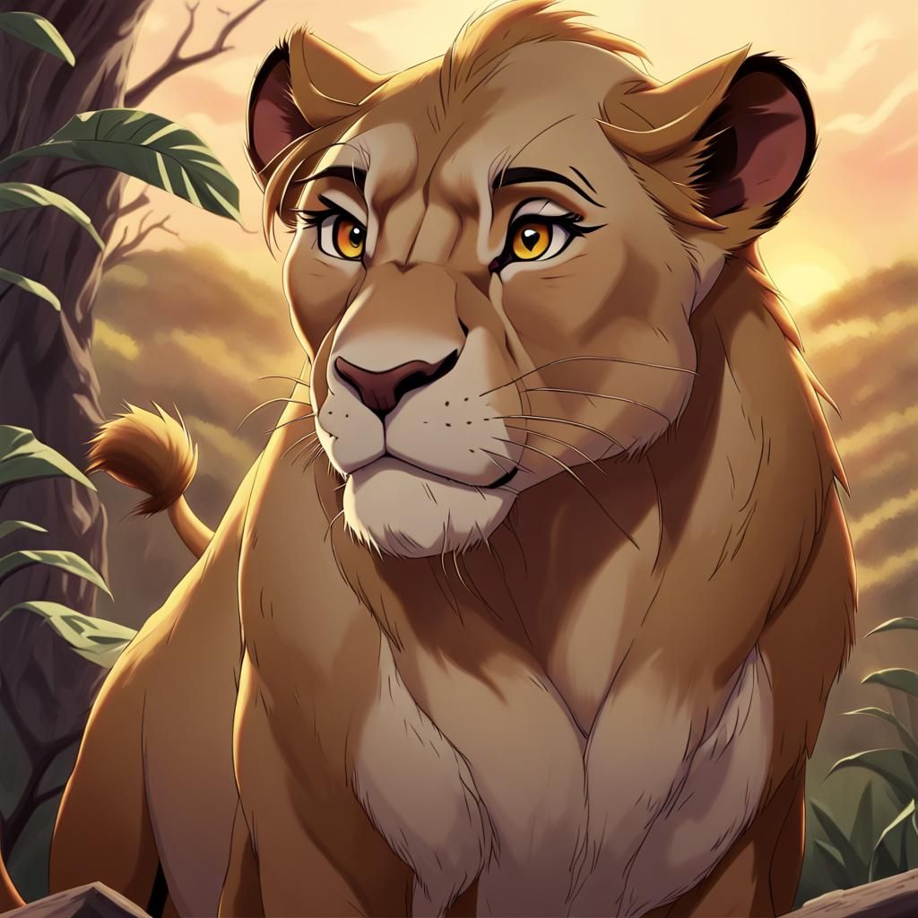 Lioness in Anime Style, Lion King Inspired
