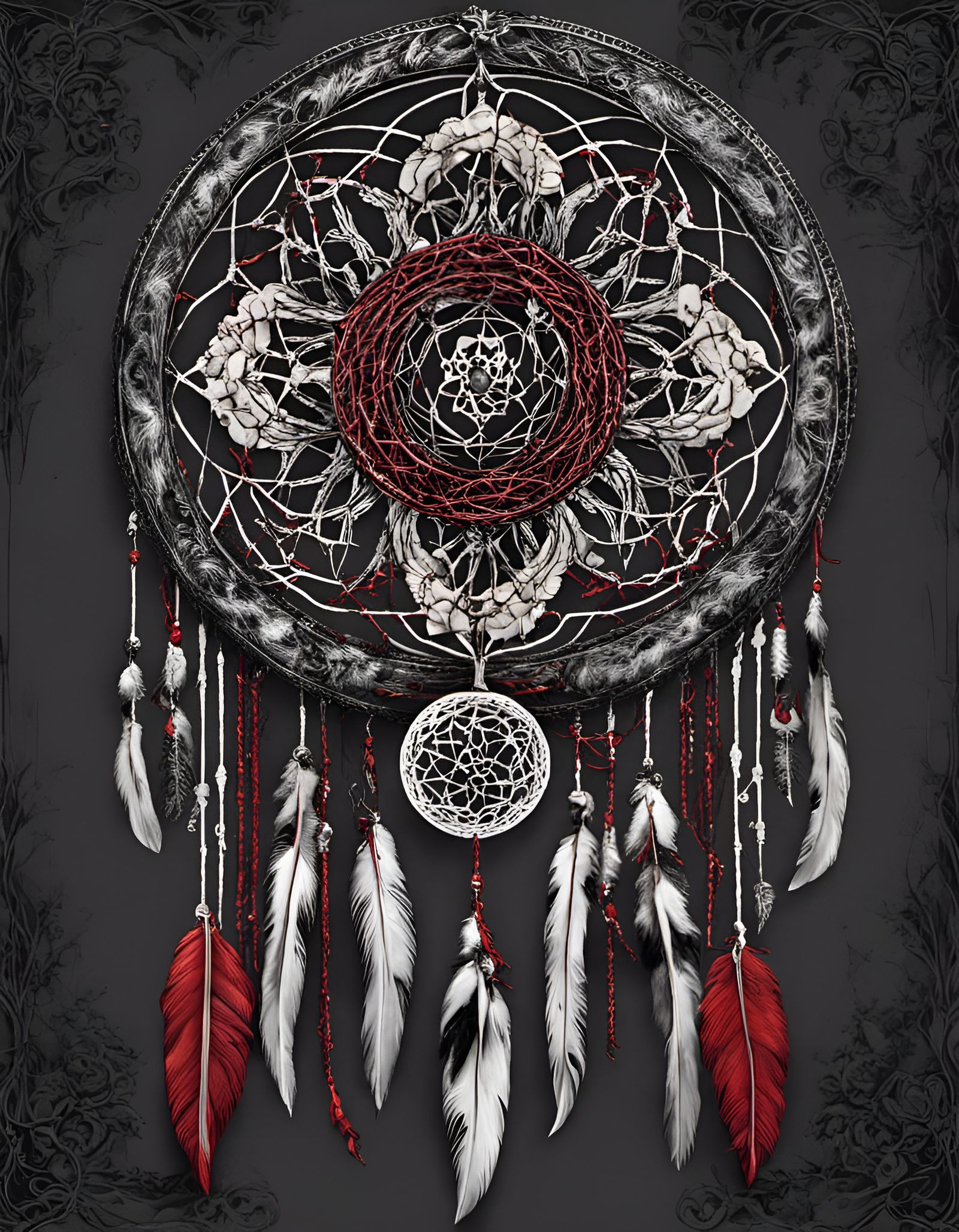 Gothic Bone Dreamcatcher with Dripping Blood