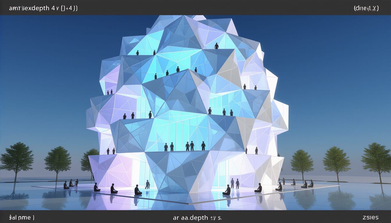 Hyperdimensional Electric Building with Meditating Figures