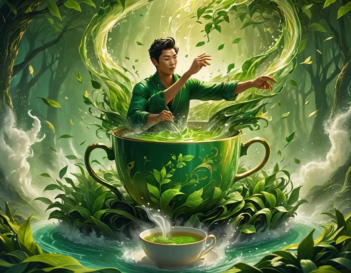 Man Swimming in Giant Cup of Tea