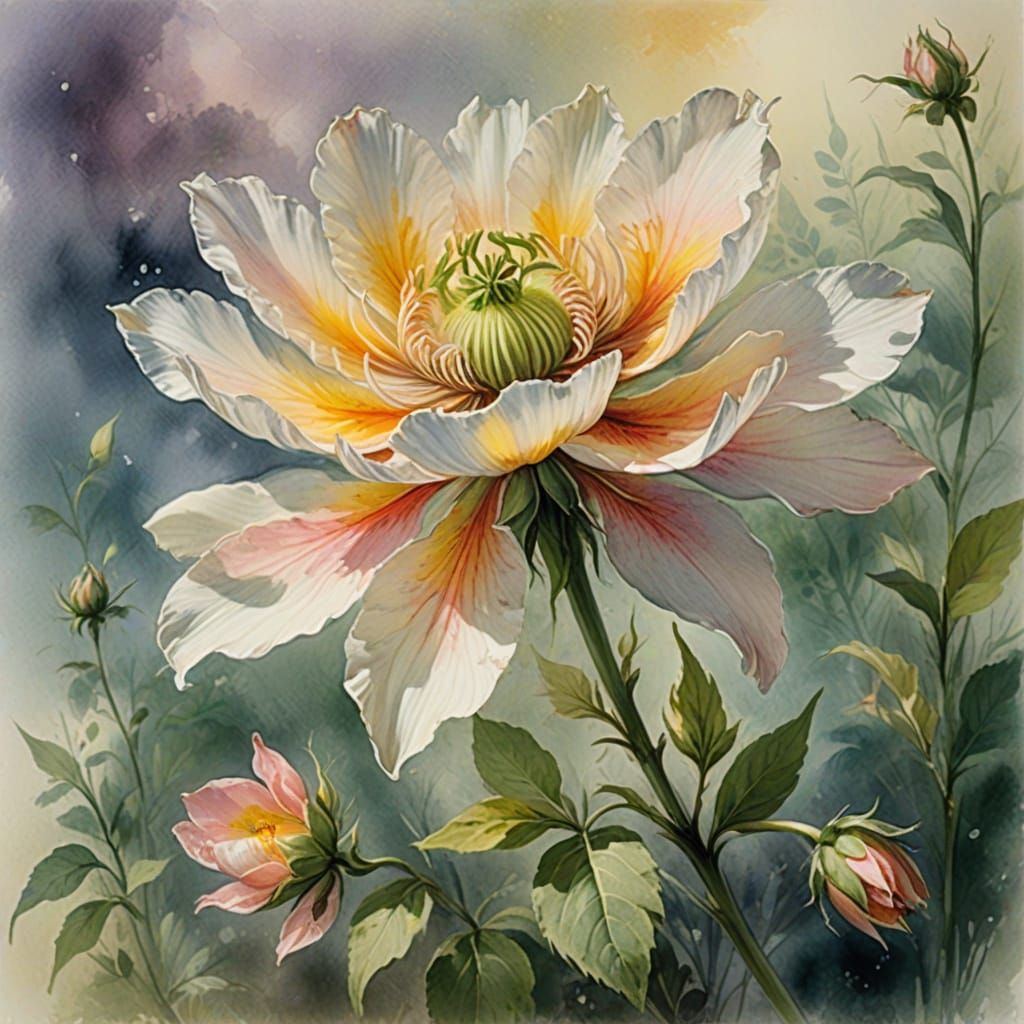Soft Focus Watercolor Fantasy Flower