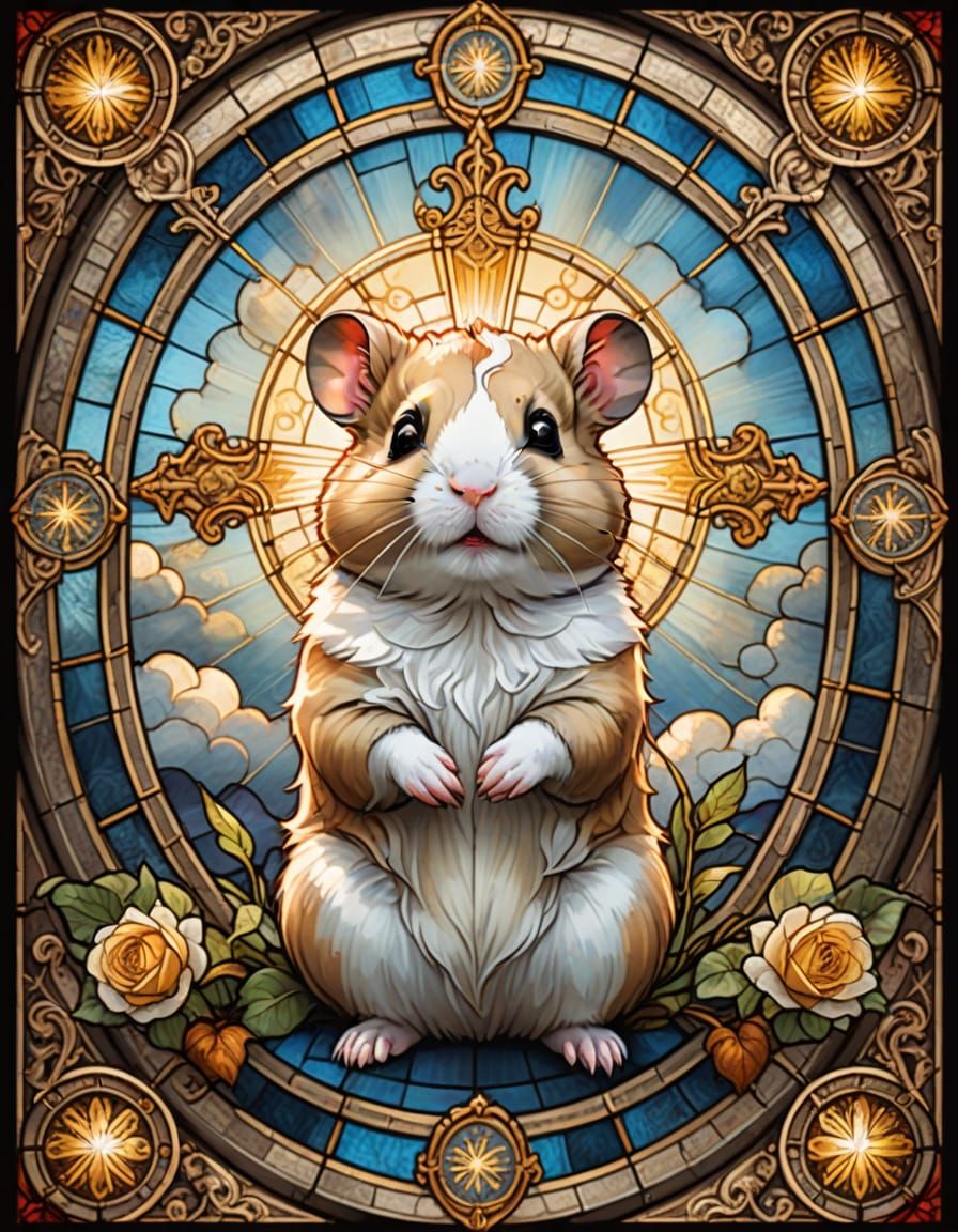 Sainted Hamster in Renaissance-Inspired Art