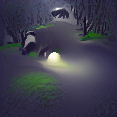 Badger Foraging in Forest