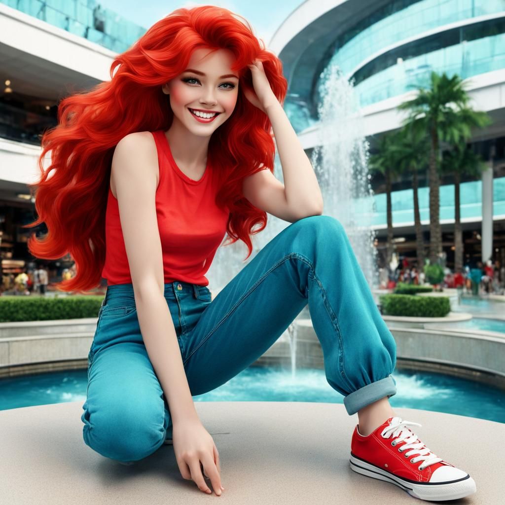 Ariel in 1980s Animated Style at the Mall