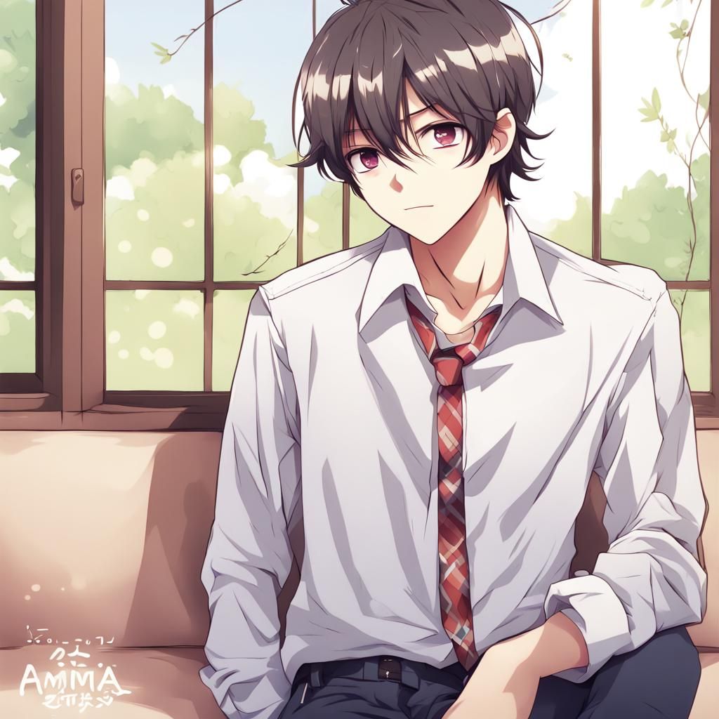 Anime Style Portrait of a Cute, Adorable Boy