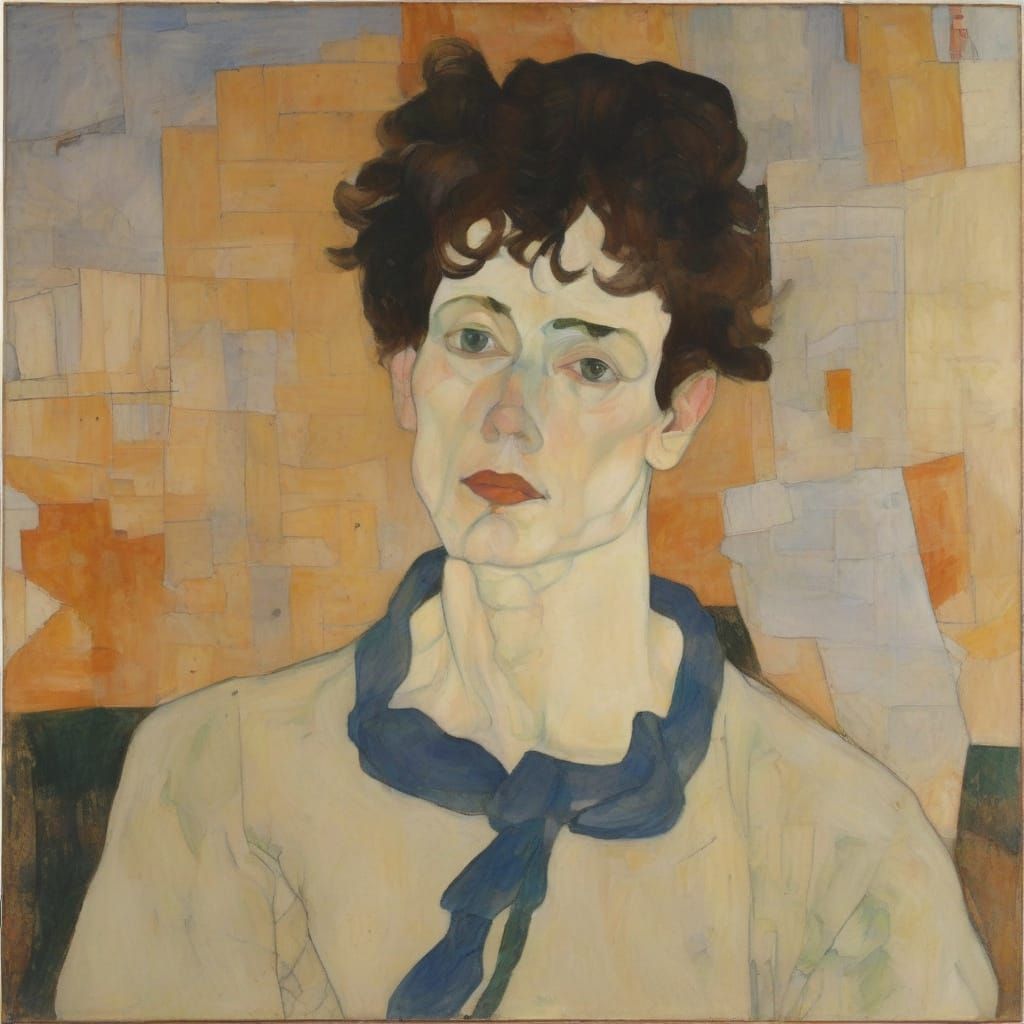 Expressive Portrait of Freedom, Inspired by Schiele & Modigl...