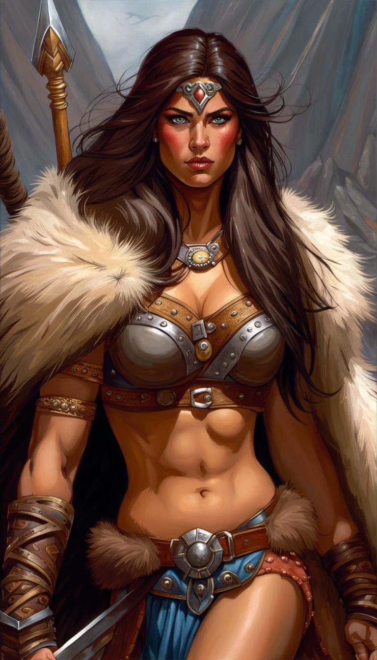 Detailed Portrait of a Muscular Fantasy Barbarian