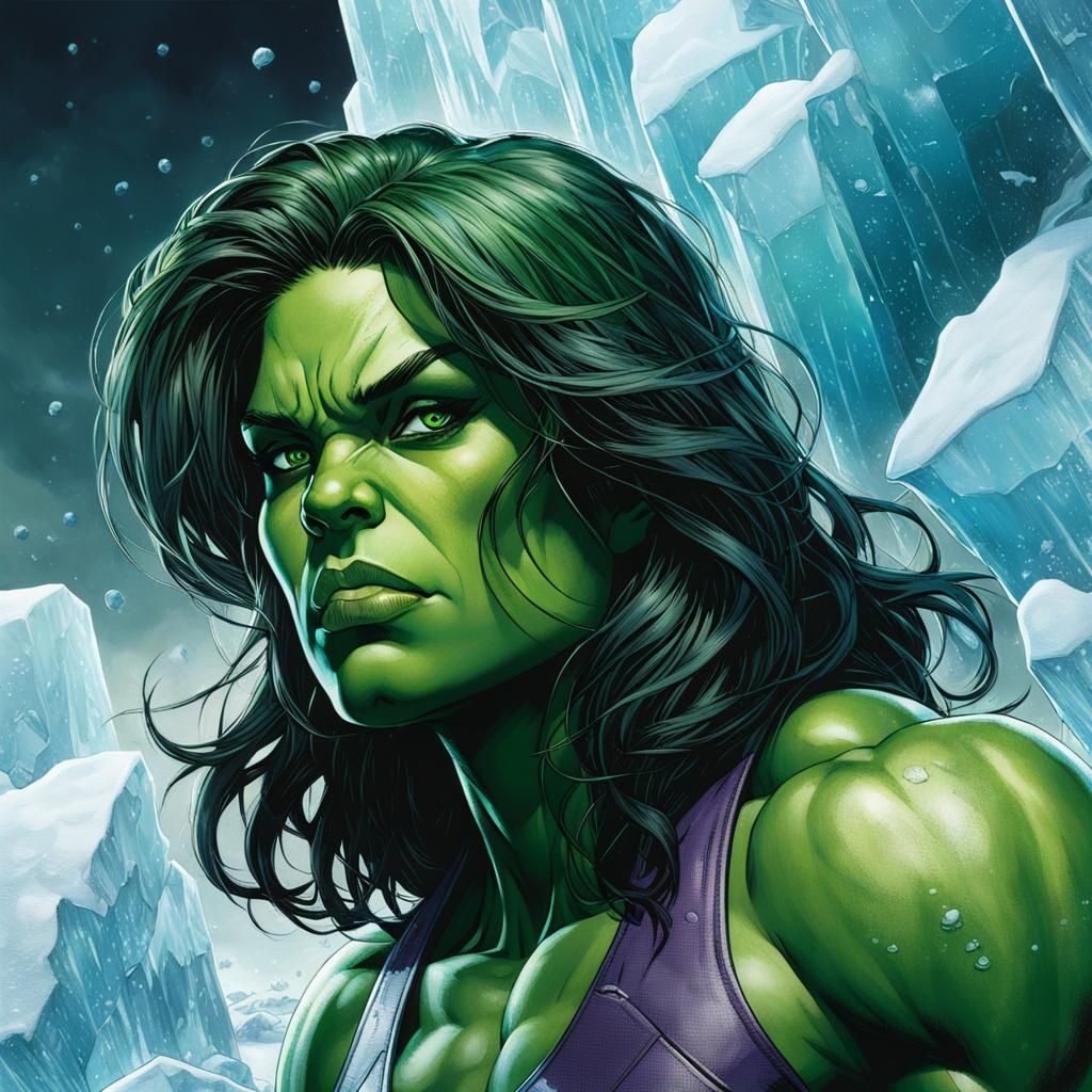 She-Hulk Portrait in Greg Capullo Comic Style