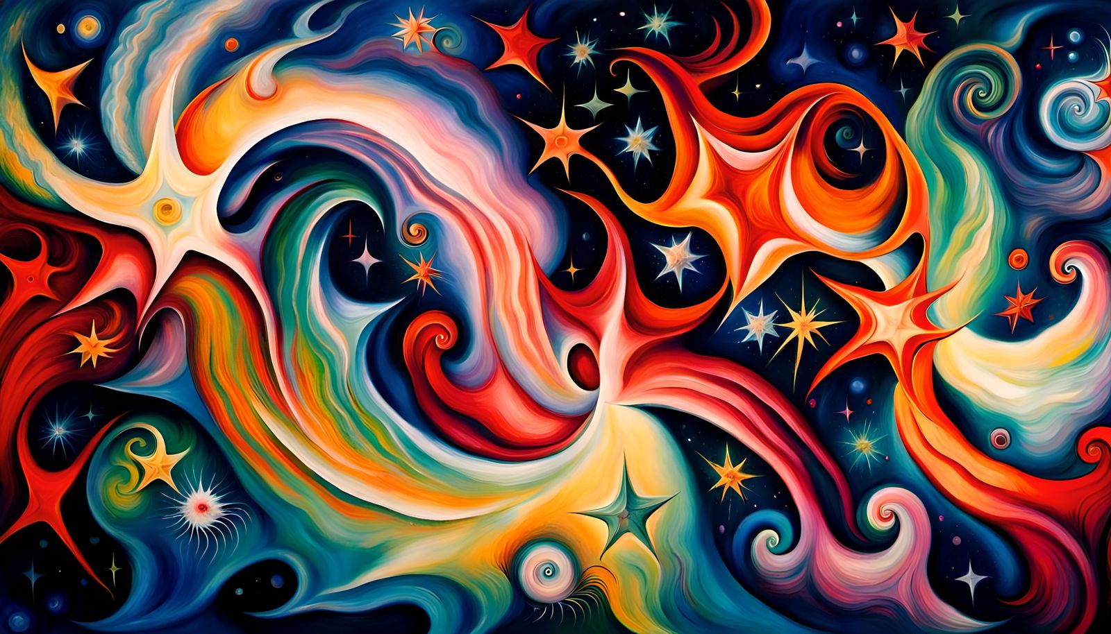 Star Formation in Chagall's Dreamy Impasto Oil Style