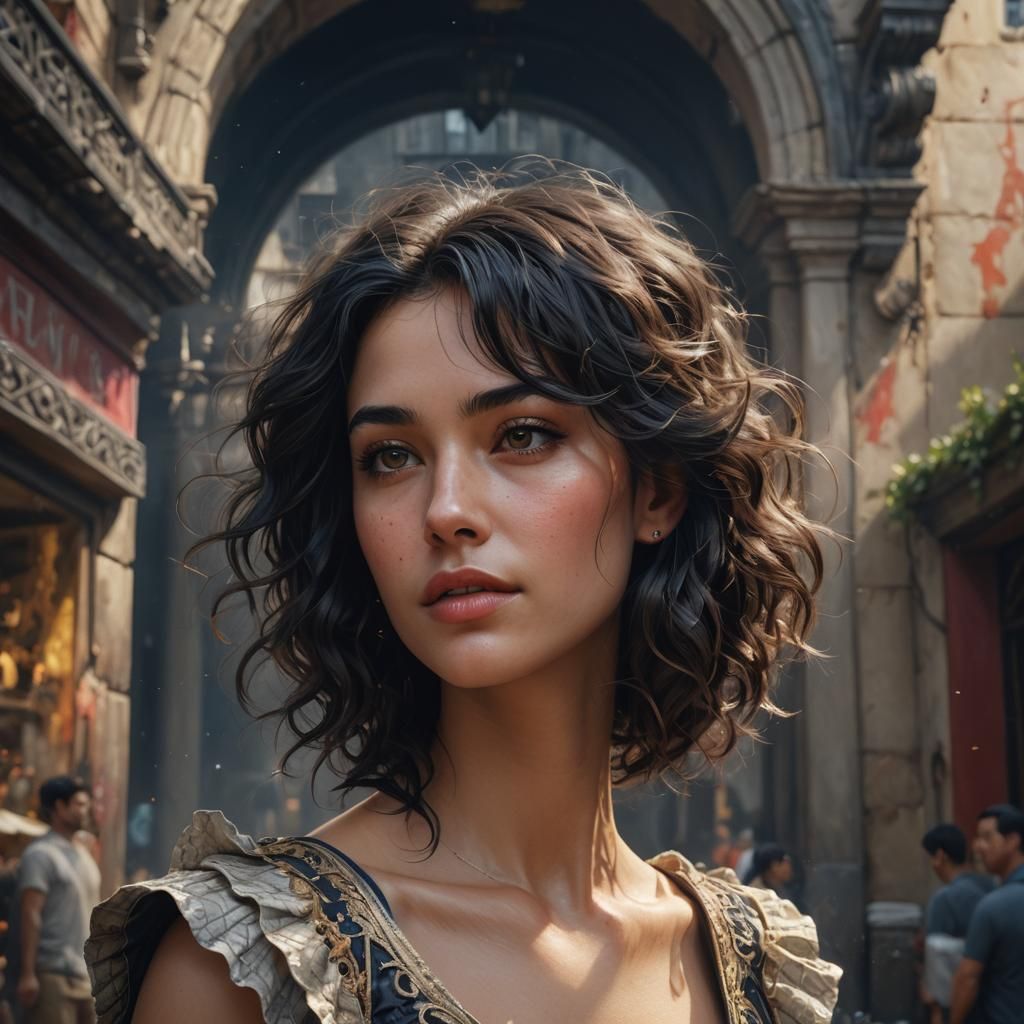 Hyperrealistic Portrait of a Young Woman in Fantasy Style