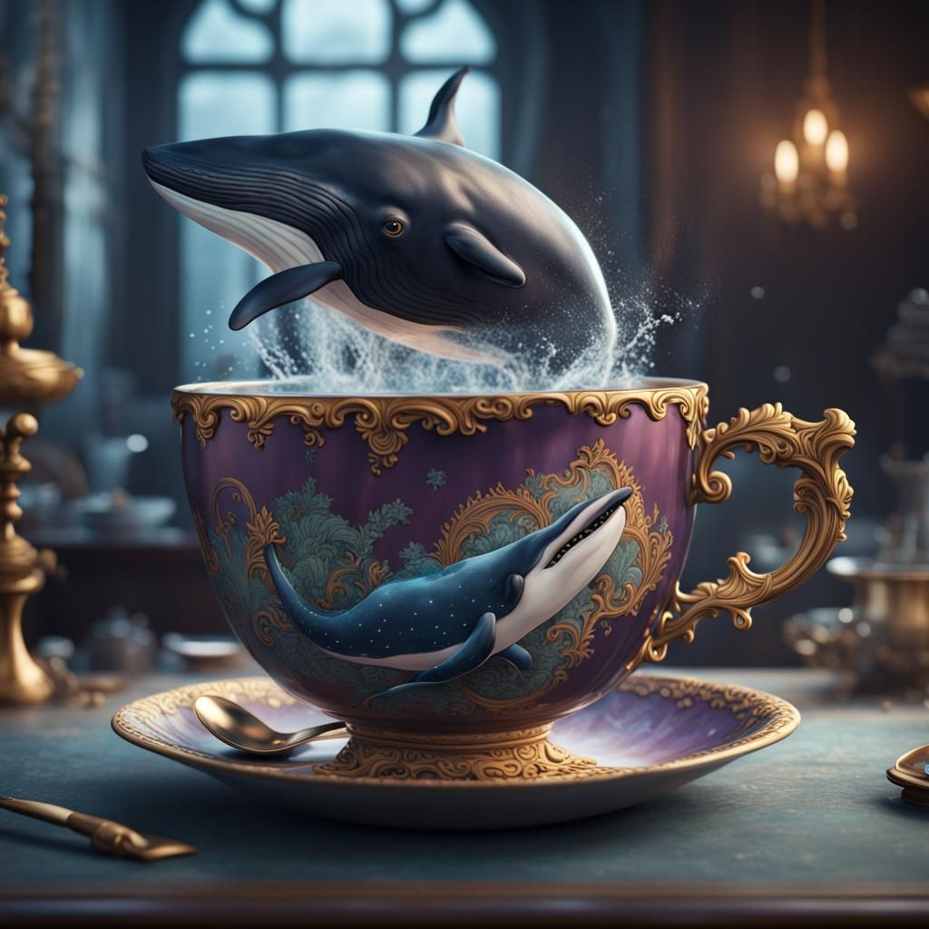 Whale in Teacup: Detailed Matte Painting