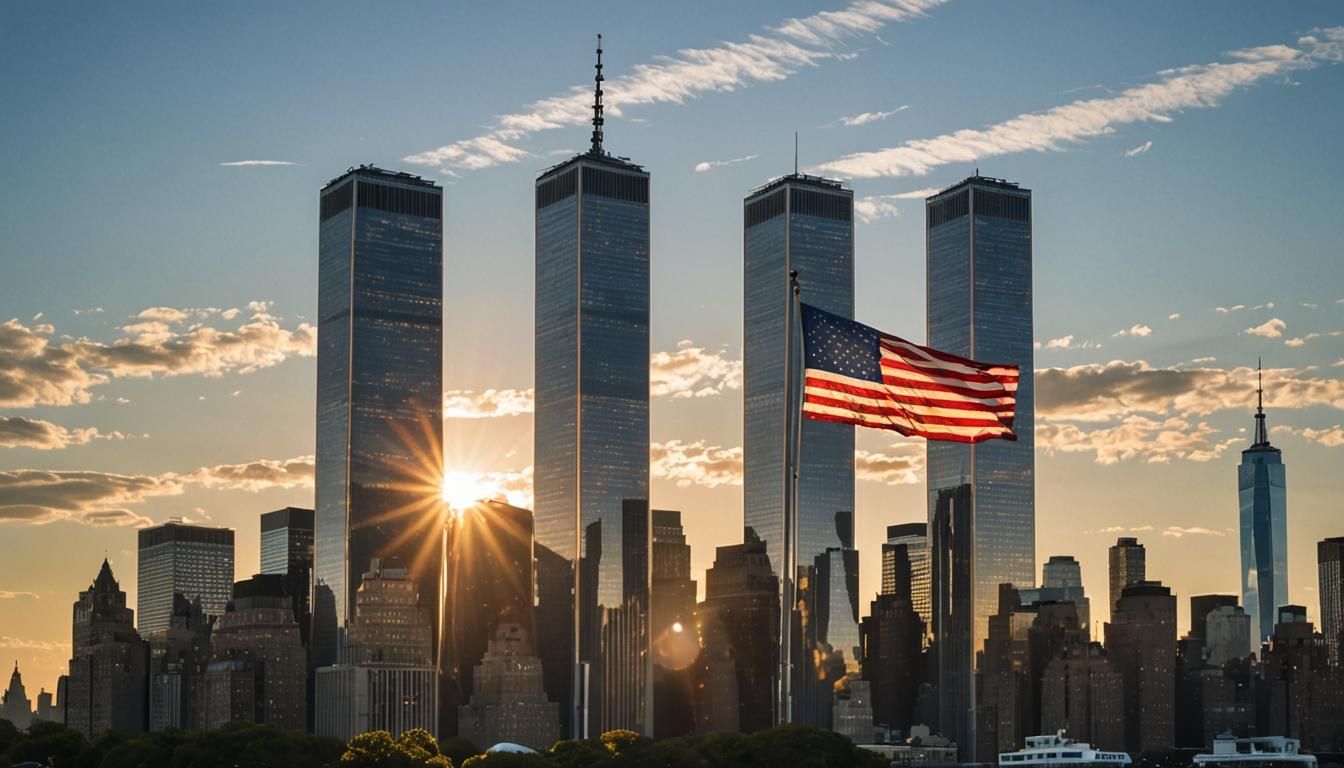 Ghostly Twin Towers in New York City