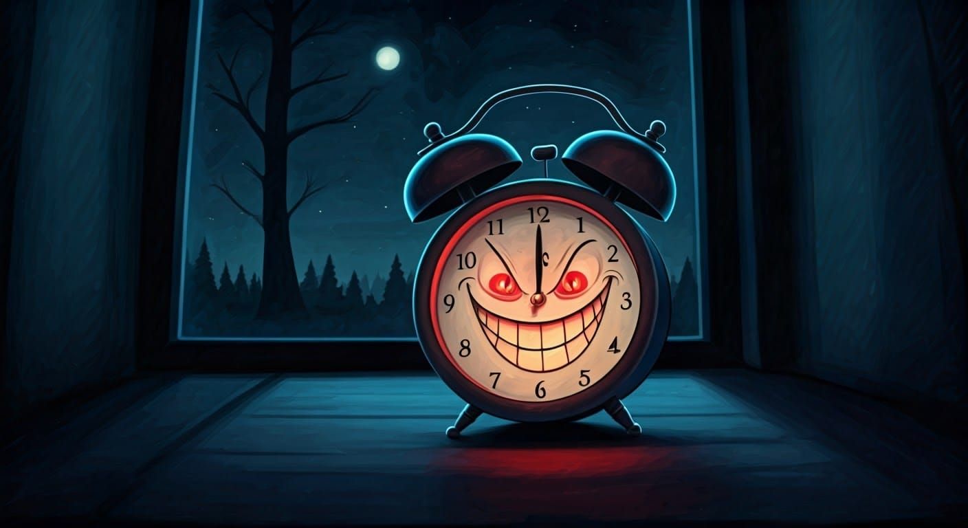 Whimsical Alarm Clock with Impish Grin