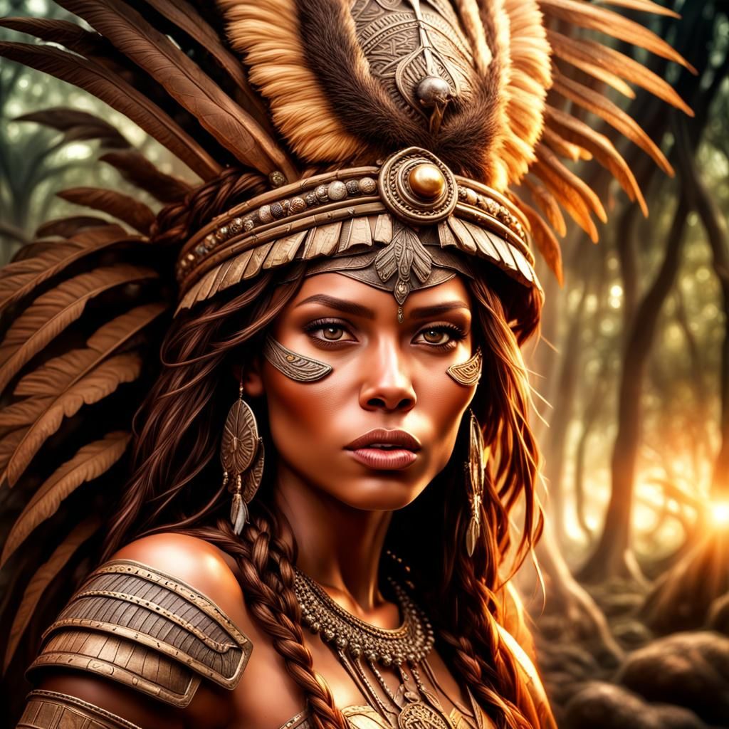 Mystic Amazonian Warrior Woman with African Crown
