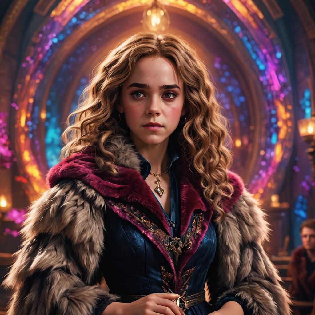 Hermione Granger in Fur Dress: 3D Digital Art