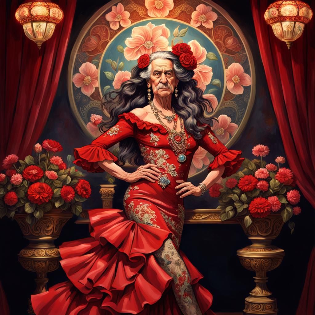 Goya Style Portrait: Elderly Man as Carmen