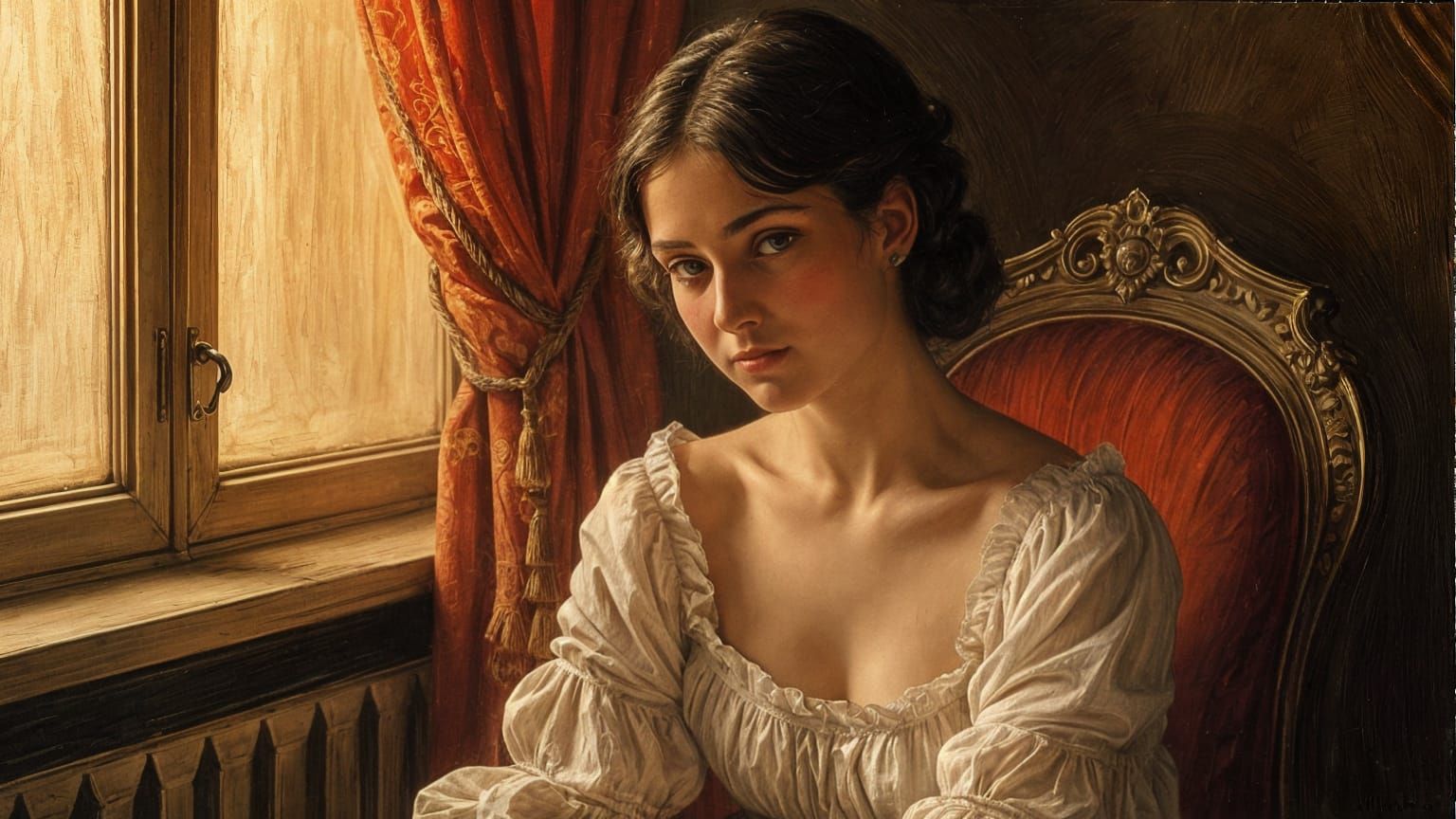 Italian Woman Sleeping: Oil Painting in Classical Style