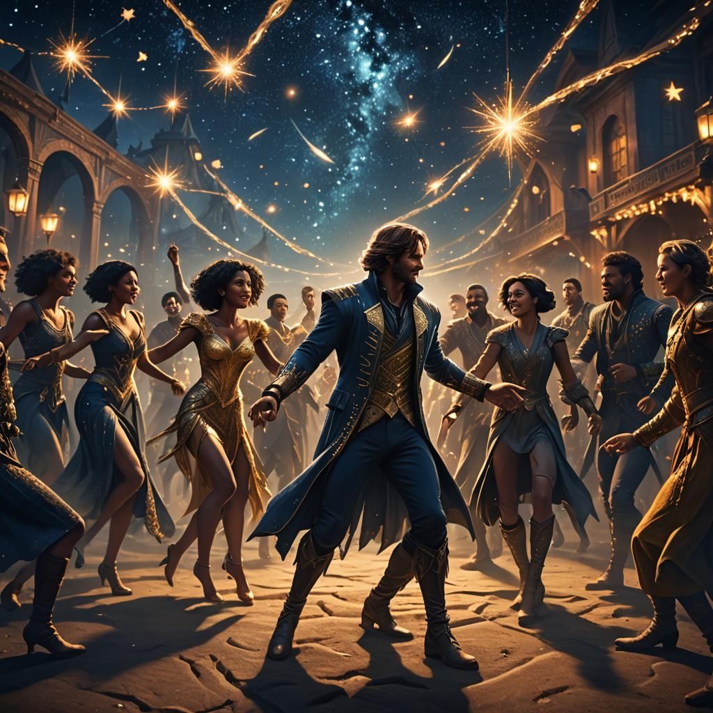 Fantasy Dance Under Shimmering Starry Light