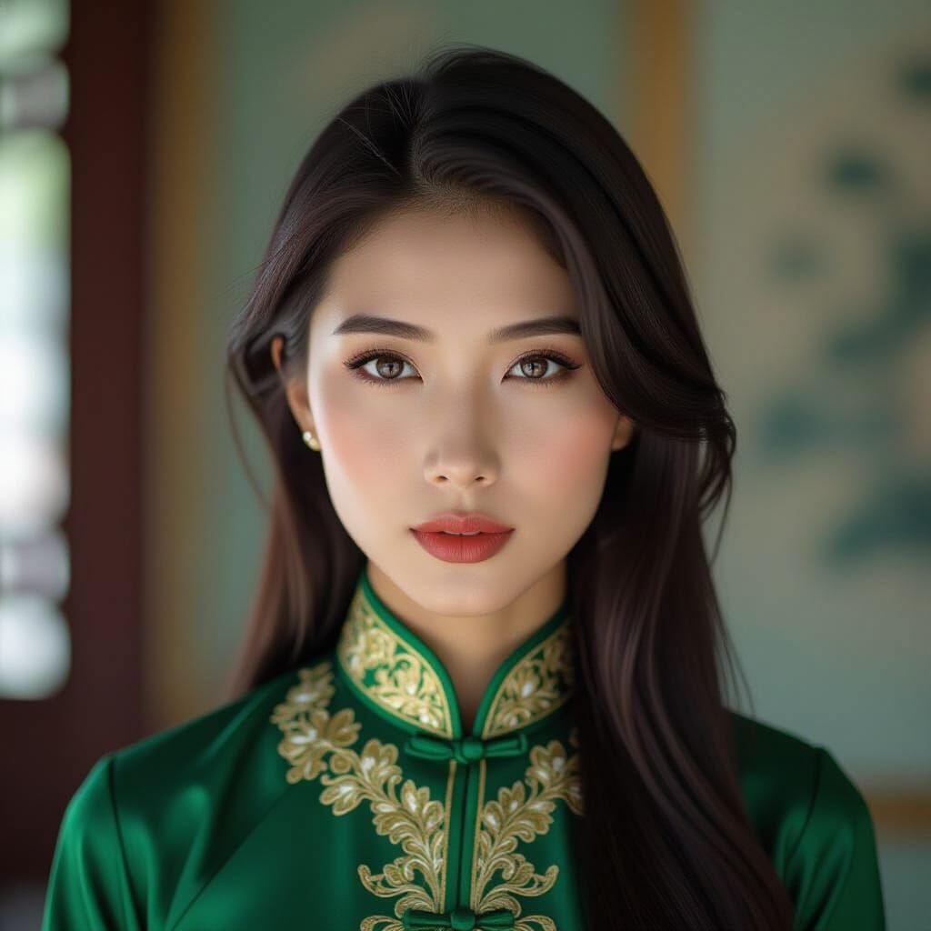 Vietnamese Woman in Traditional Dress Portrait
