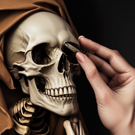 Hyperrealistic Skull and Hand Bone Detail