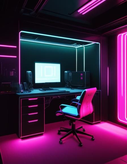 Cyberpunk Golden Bedroom with Robotic Furniture