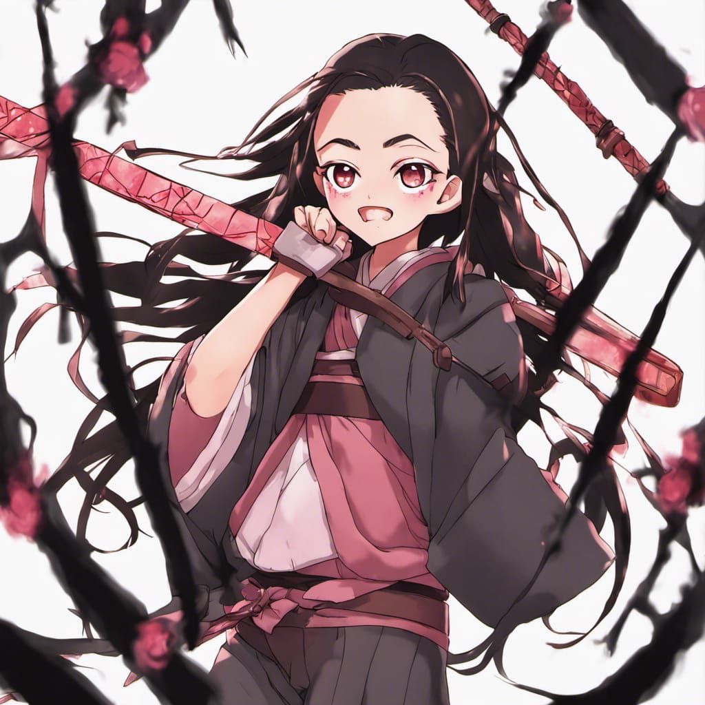 Cute Demon Slayer Nezuko in Anime Style