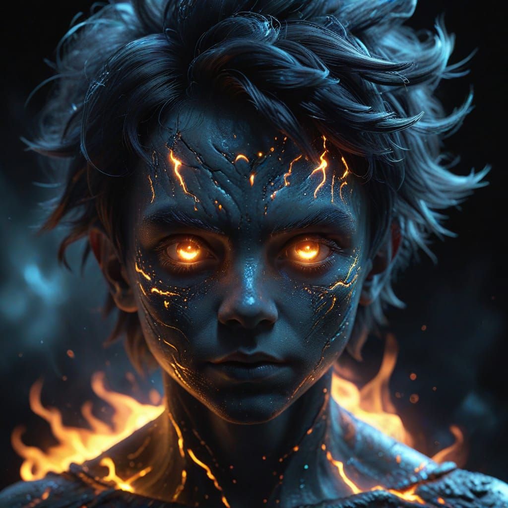 Cosmic Dark Angel Child with Diamond Eyes