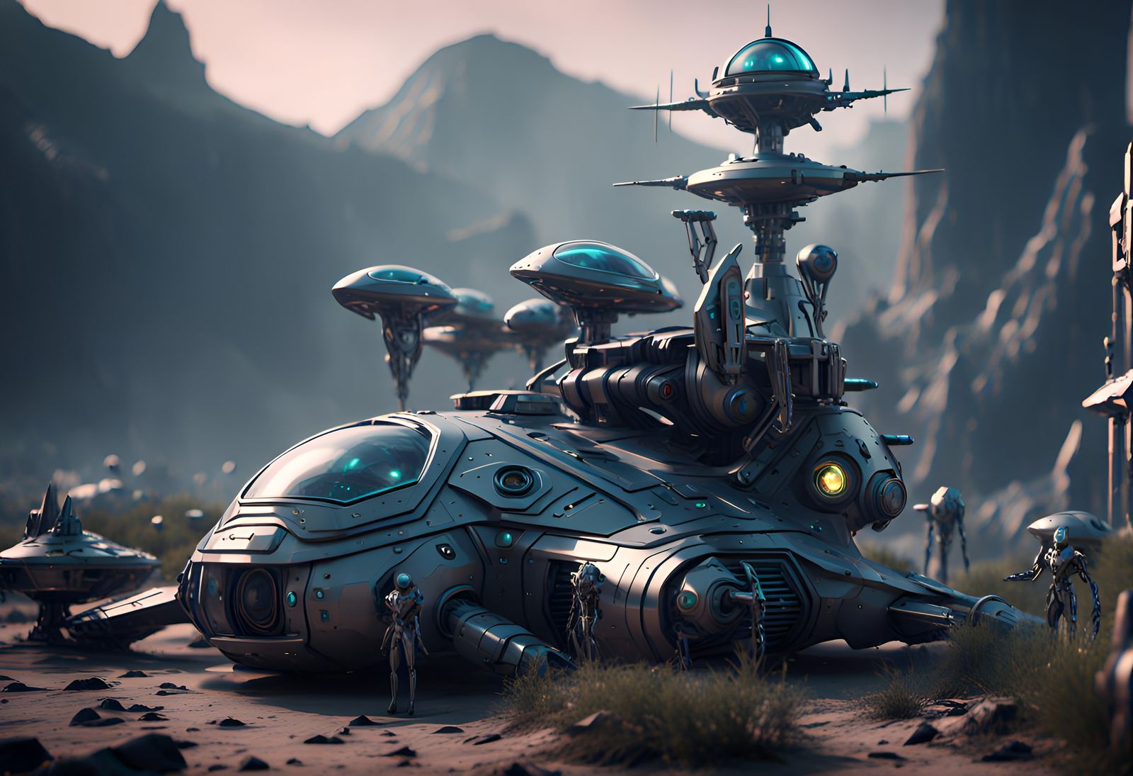 Futuristic Alien Military Base in Fairy Town