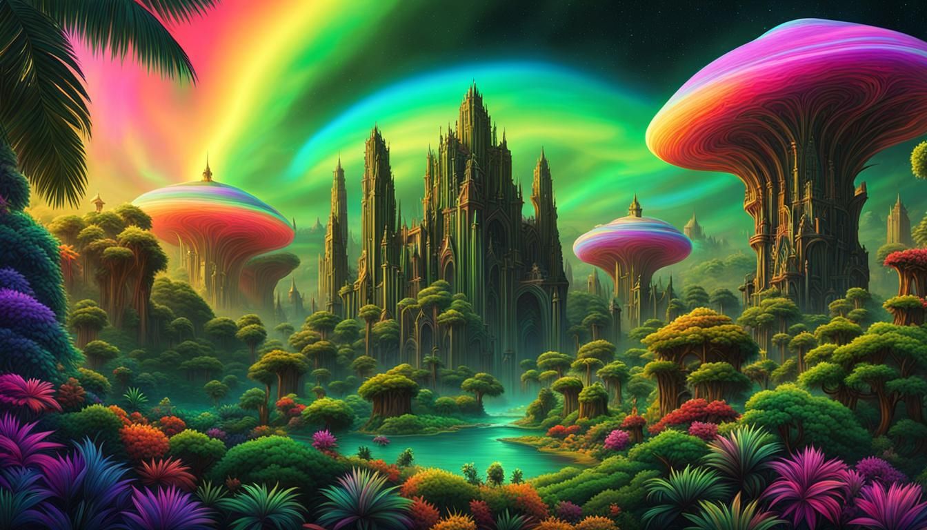 Rainbow Atlantis on Neptunian Oasis: Digital Art