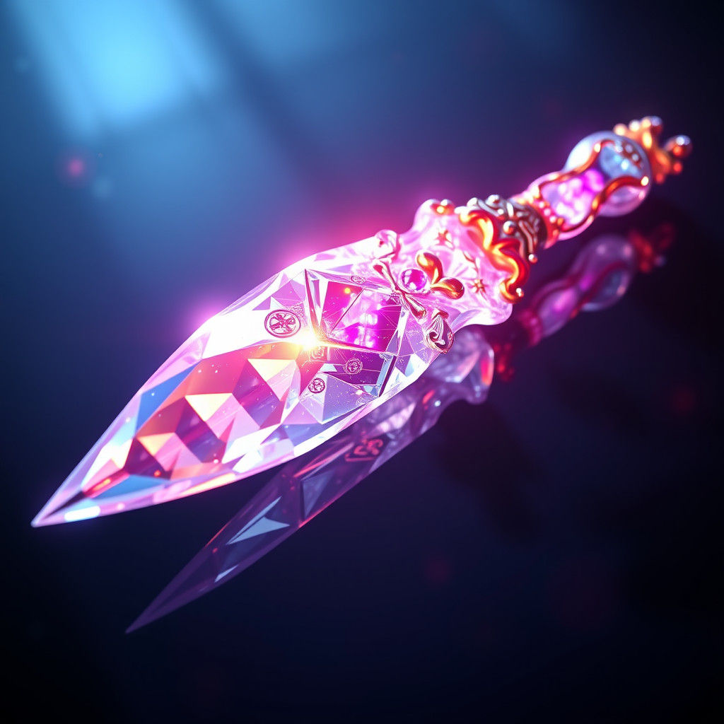 Anime Crystal Knife: 3D Rendered Luminescence