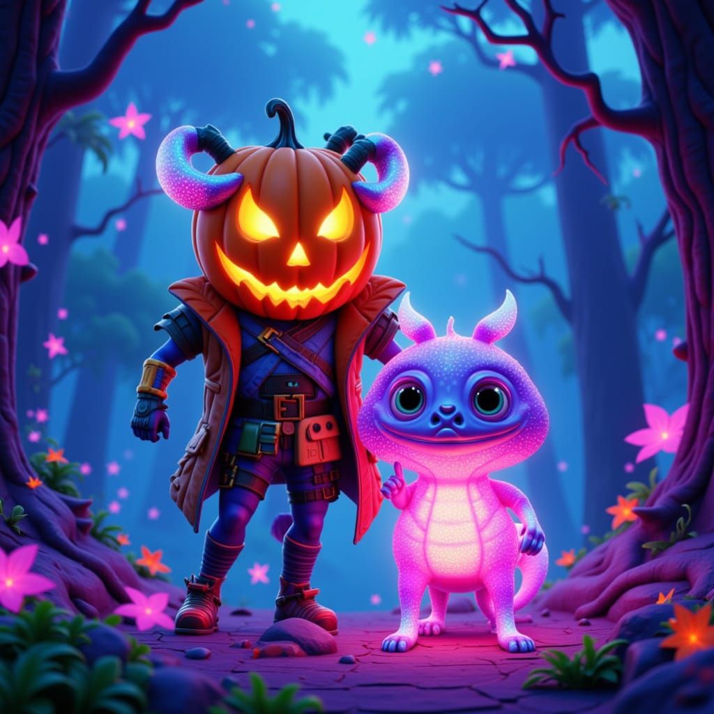 Fortnite Jack O'Lantern Warrior Guards Iridescent Critter in...