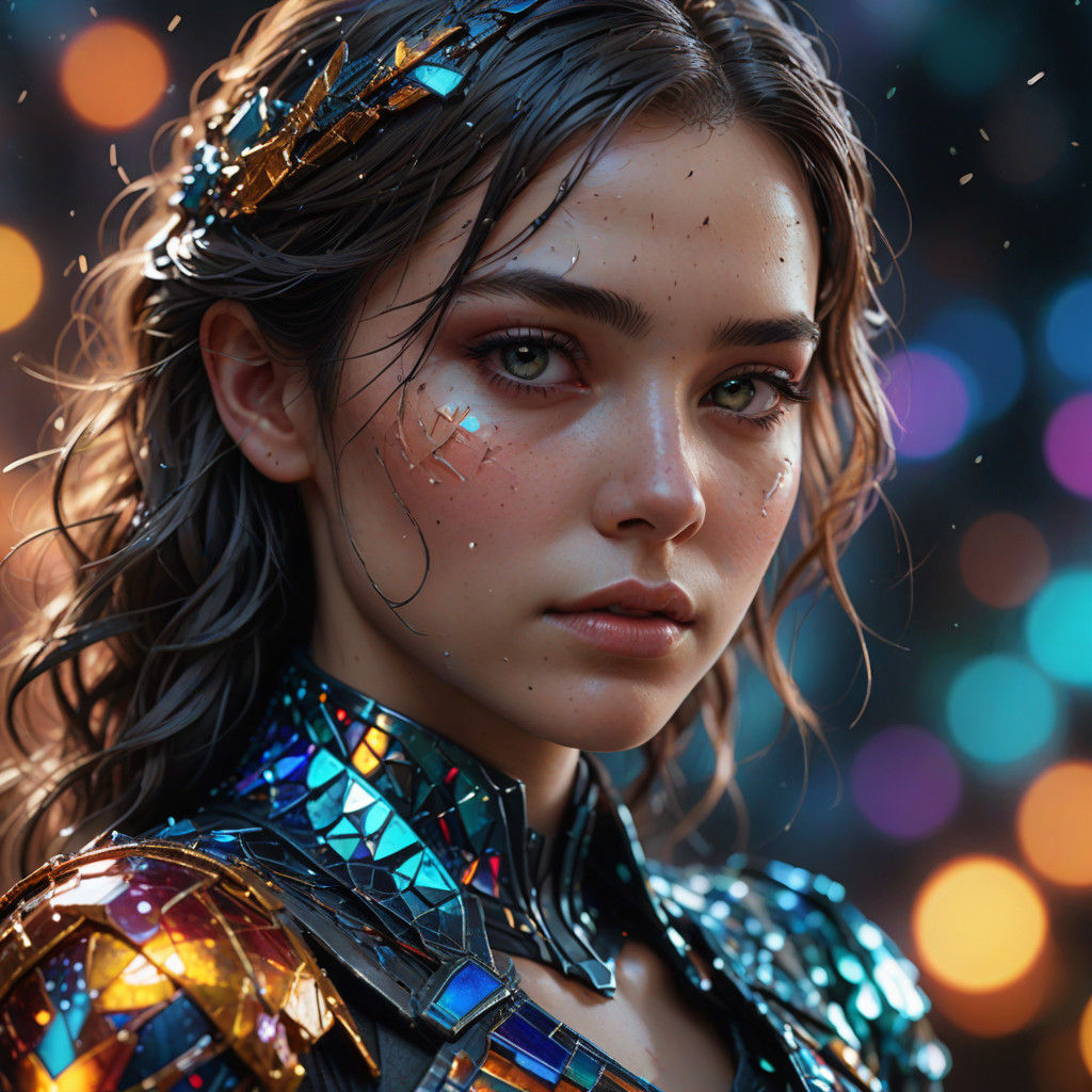 Surreal Contemplation with Fractured Core in Kaleidoscopic H...