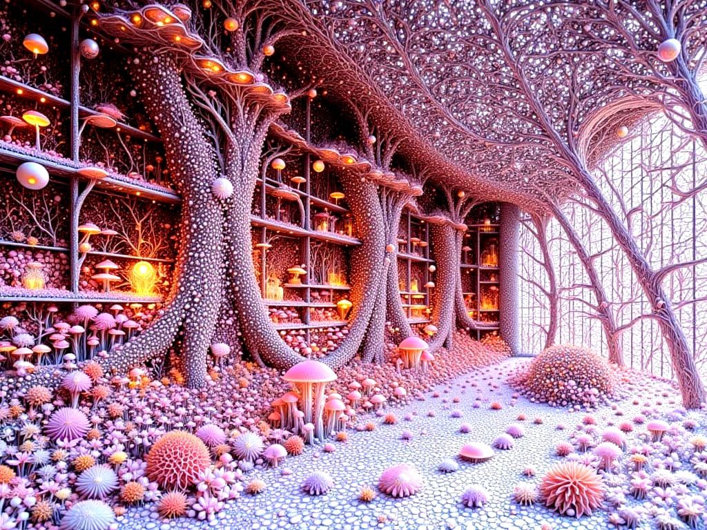 Botanical Product Display in a Grid Room