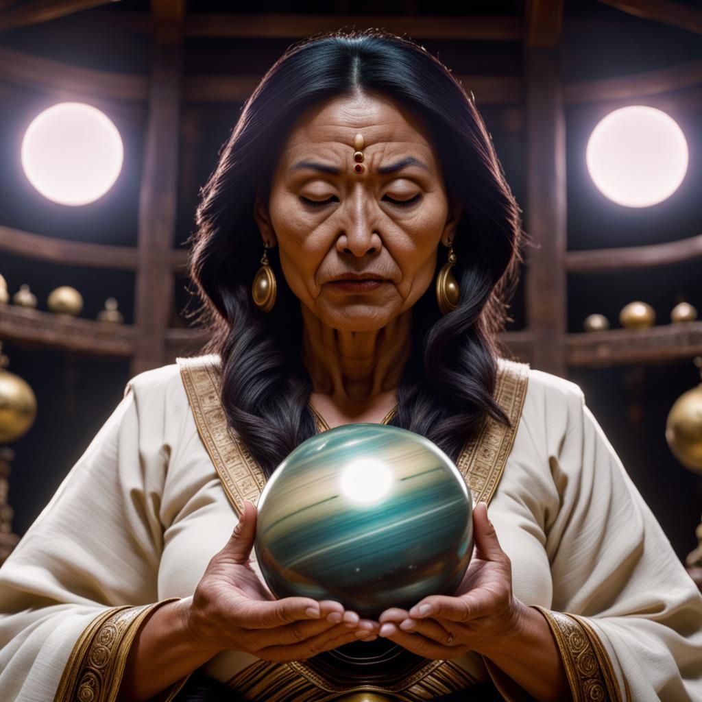 Bolivian Mother Holds Saturn Sphere for Spiritual Power