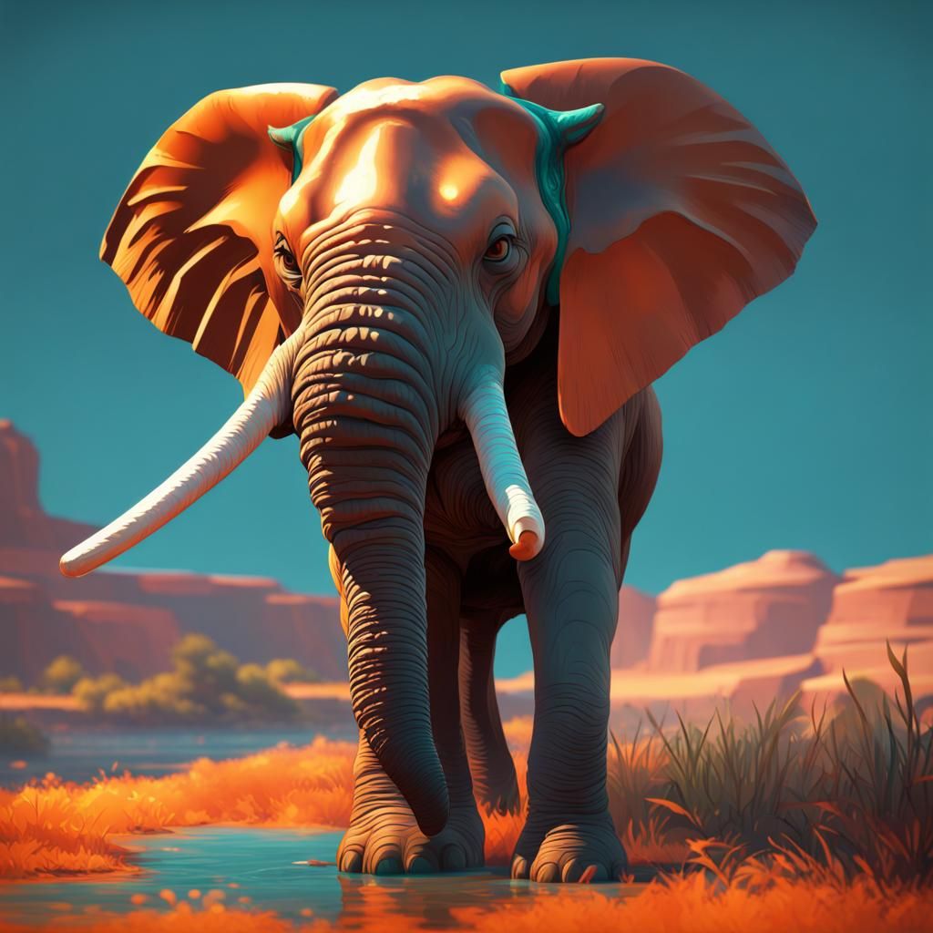 Elephant Nose Picking: Hyperdetailed Concept Art