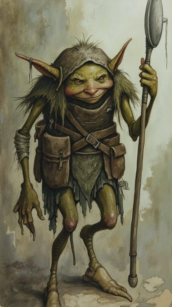 Menacing Goblin Wielding Spiked Pan