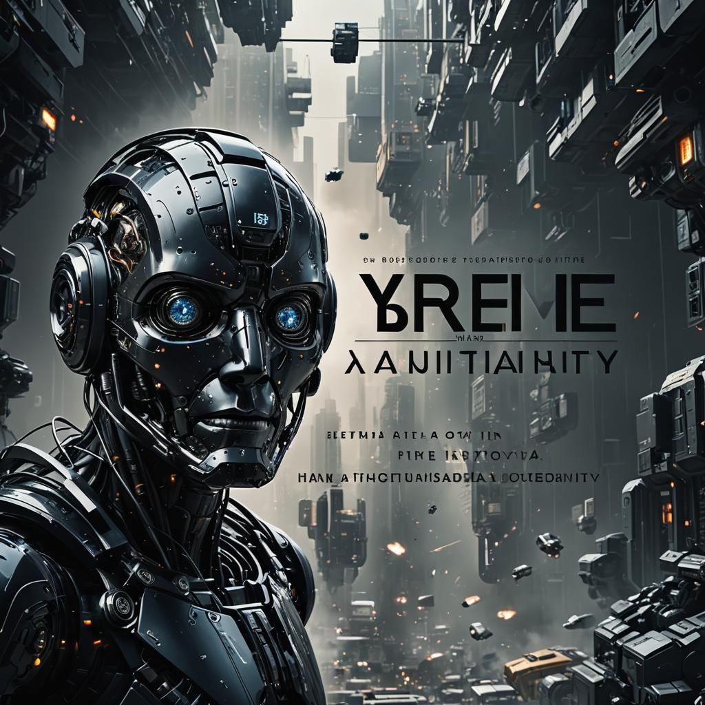 Comedy Movie Poster: Humans vs. AI in Hyperrealistic Style