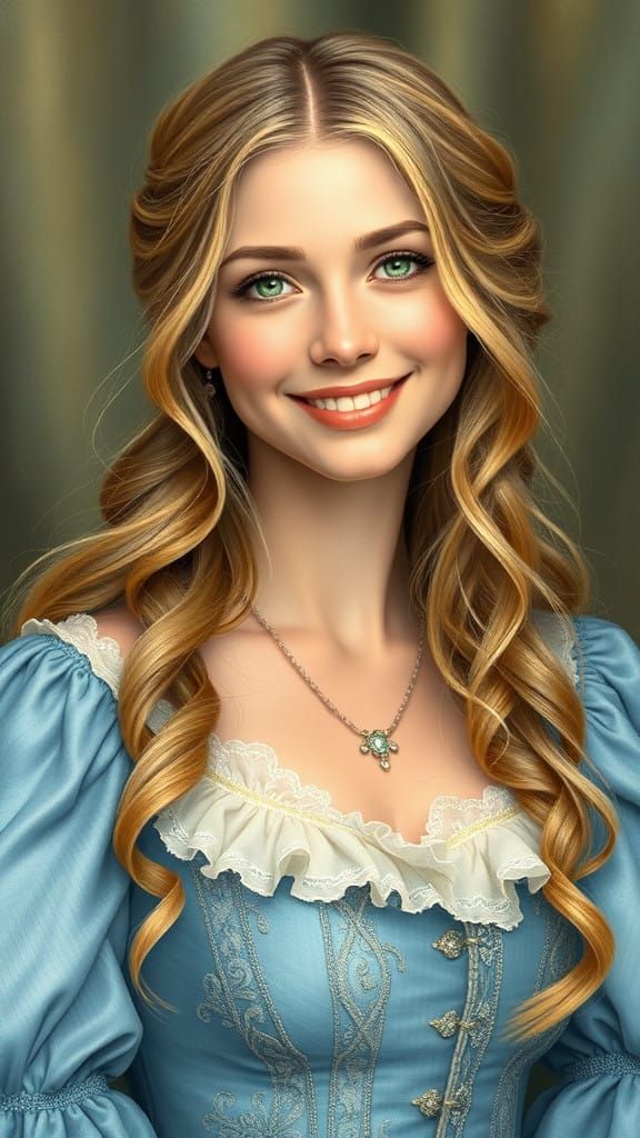 Ethereal Lady in 18th Century Blue Gown