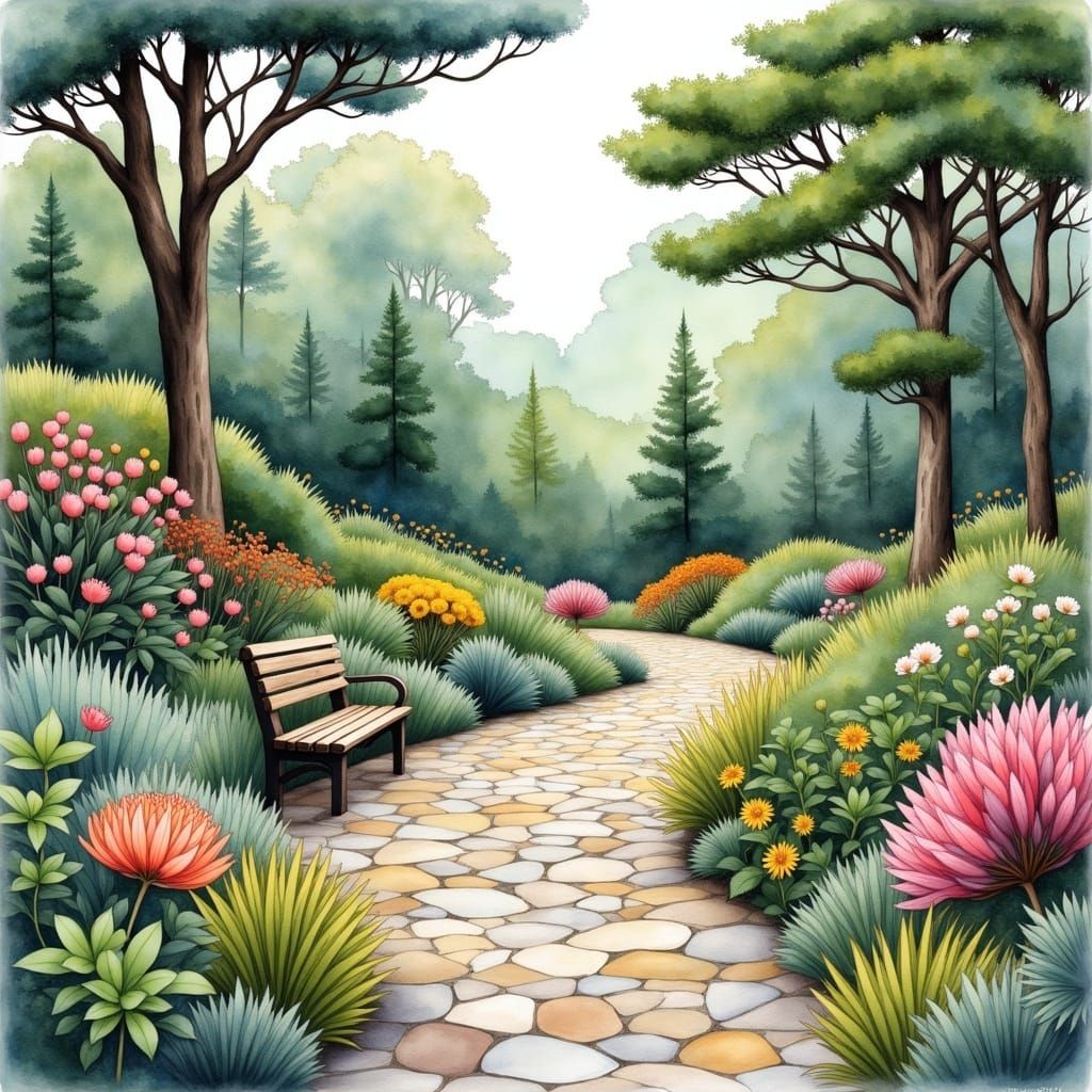 Breathtaking Botanic Garden in Watercolor