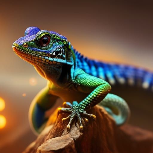 Lizard Portrait with Jewels in Monochromatic Fantasy