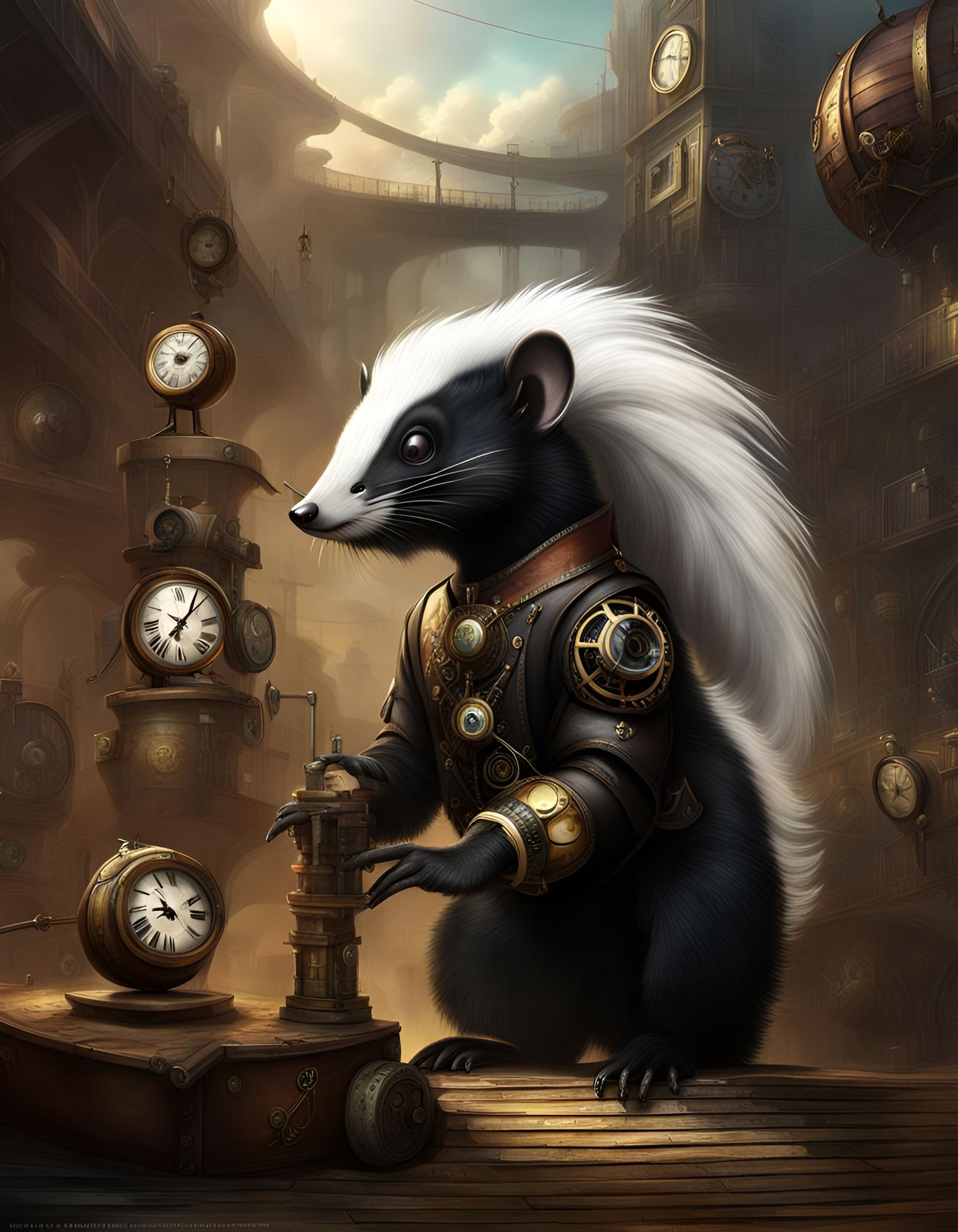 Clockpunk Steampunk Skunk Matte Painting
