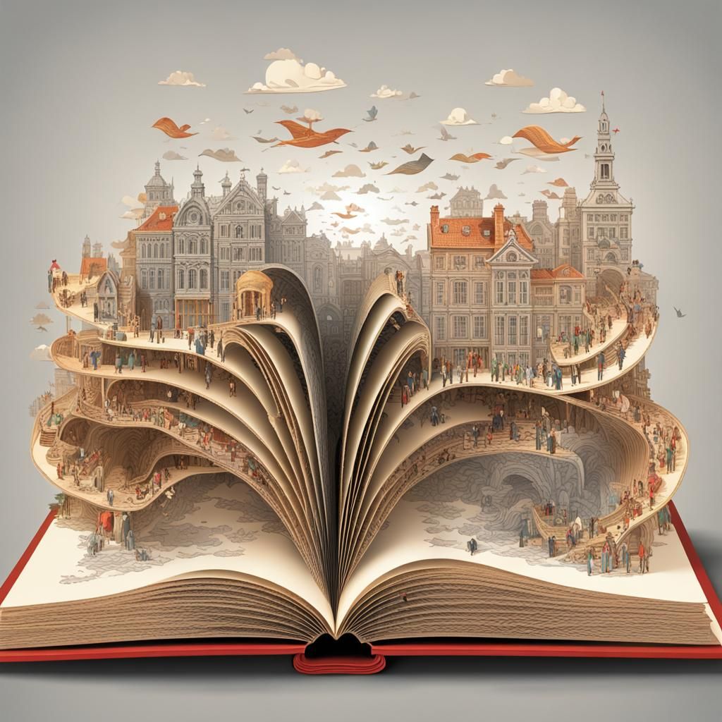 Pop-Up Book of 1800s Characters in Abstract Style