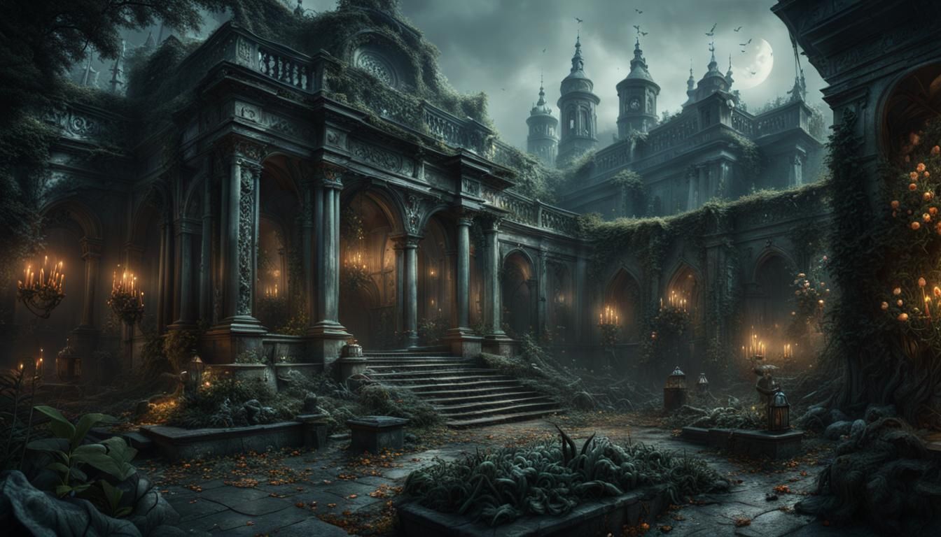 Haunted Garden by Różalski: Epic Dark Fantasy Masterpiece