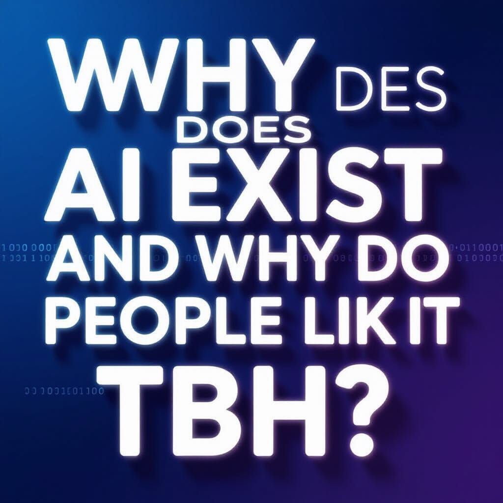 AI Existence Explained: Bold Neon Text on Gradient