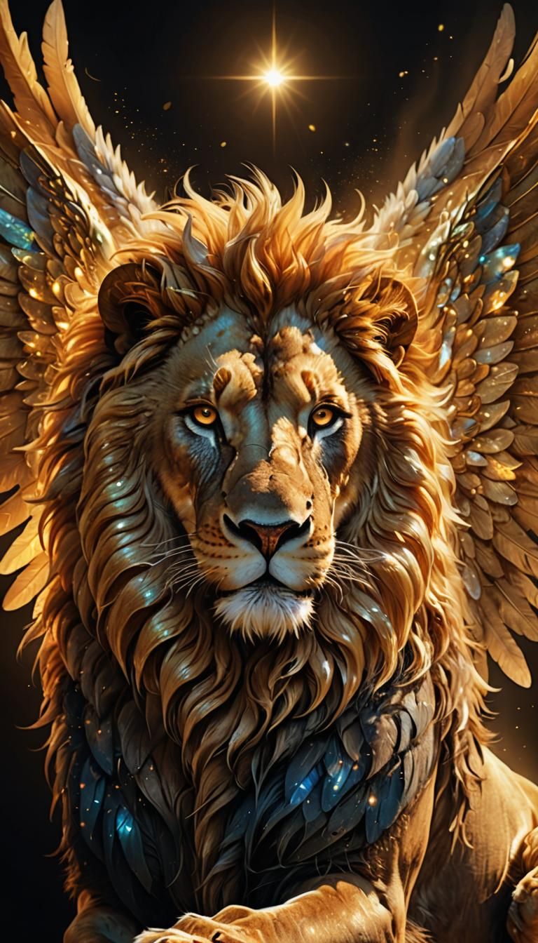 Mythical Winged Lion in Ethereal Light