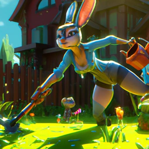 Judy Hopps Gardening: Hyperdetailed Concept Art
