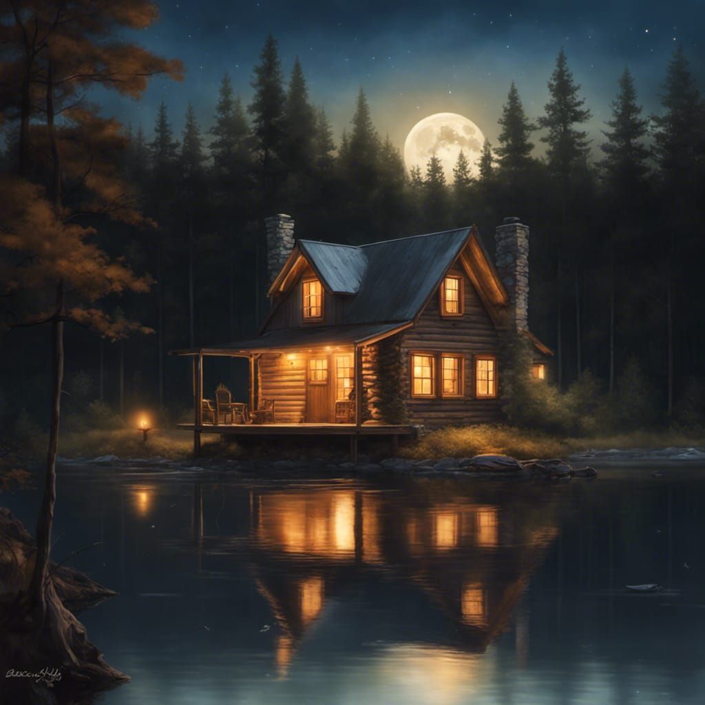 Cozy Cabin Retreat on Moonlit Lake